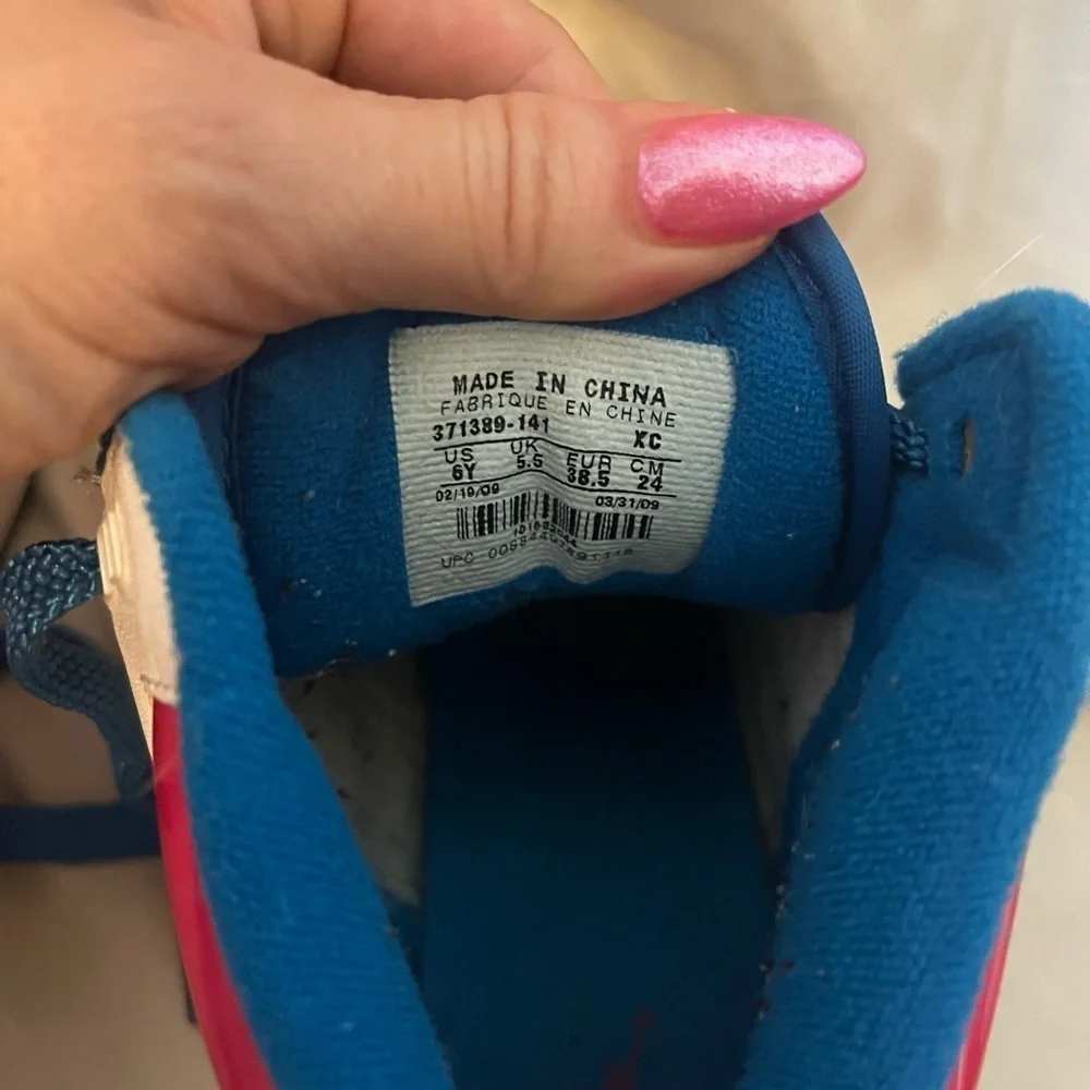 Nike Kids White & Pink Basketball Sneakers with Blue Accents